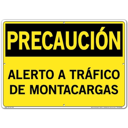 Vestil Aluminum Sign, 14-1/2" Height, 20-1/2" Width, Aluminum, Rectangle, Spanish SI-C-48-E-AL-063-S